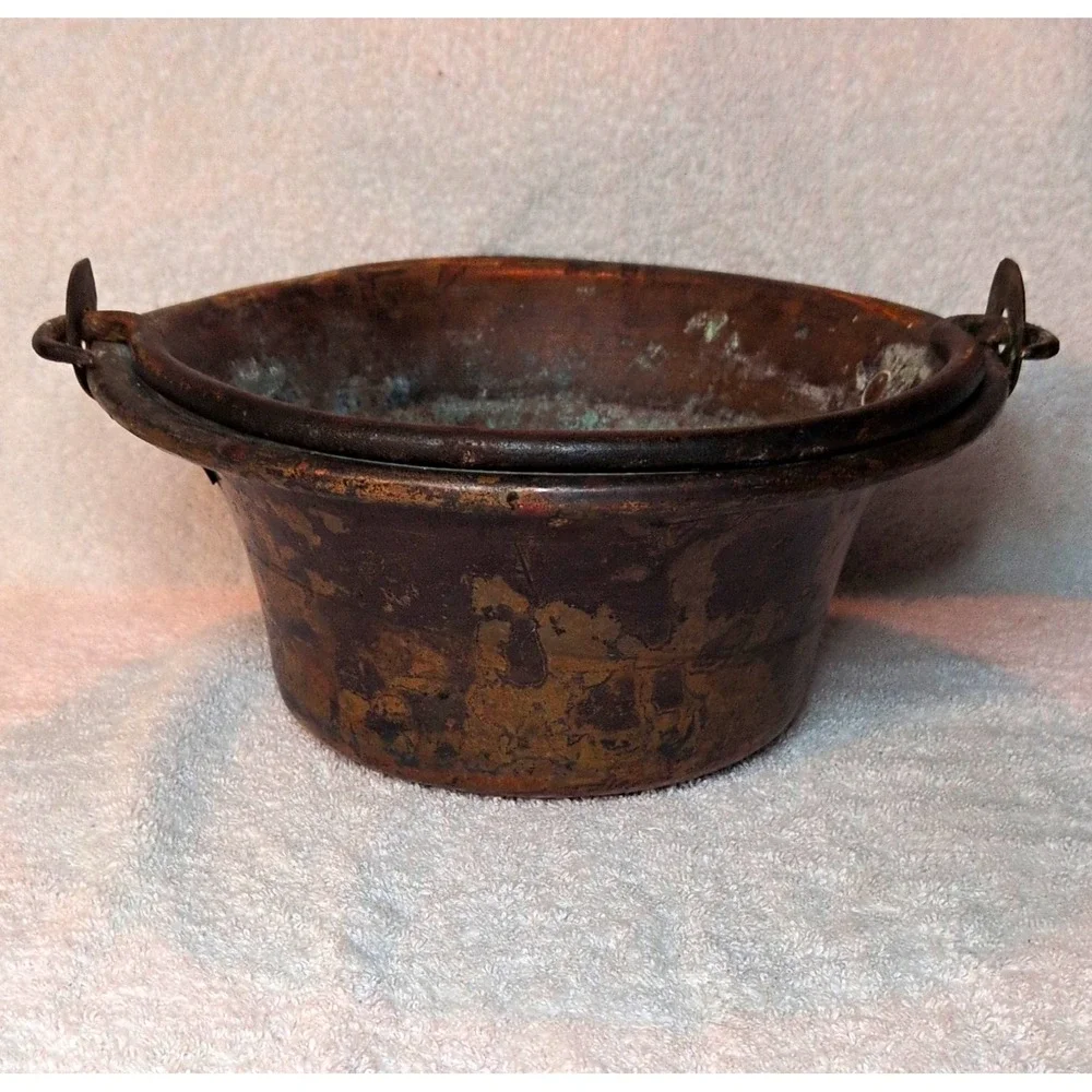 Antique French Copper Cauldron Pot 10.5